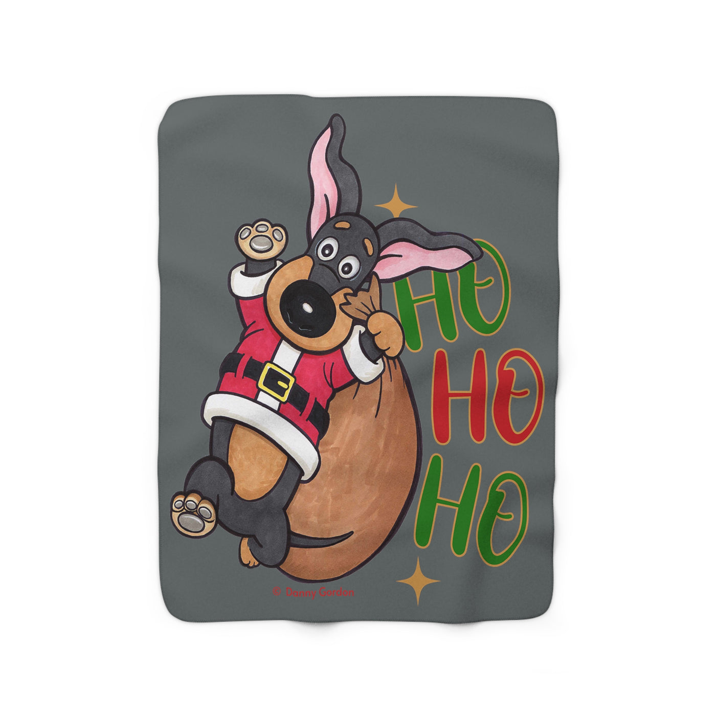 Cute Funny Santa Doxie Dachshund Throw Blanket