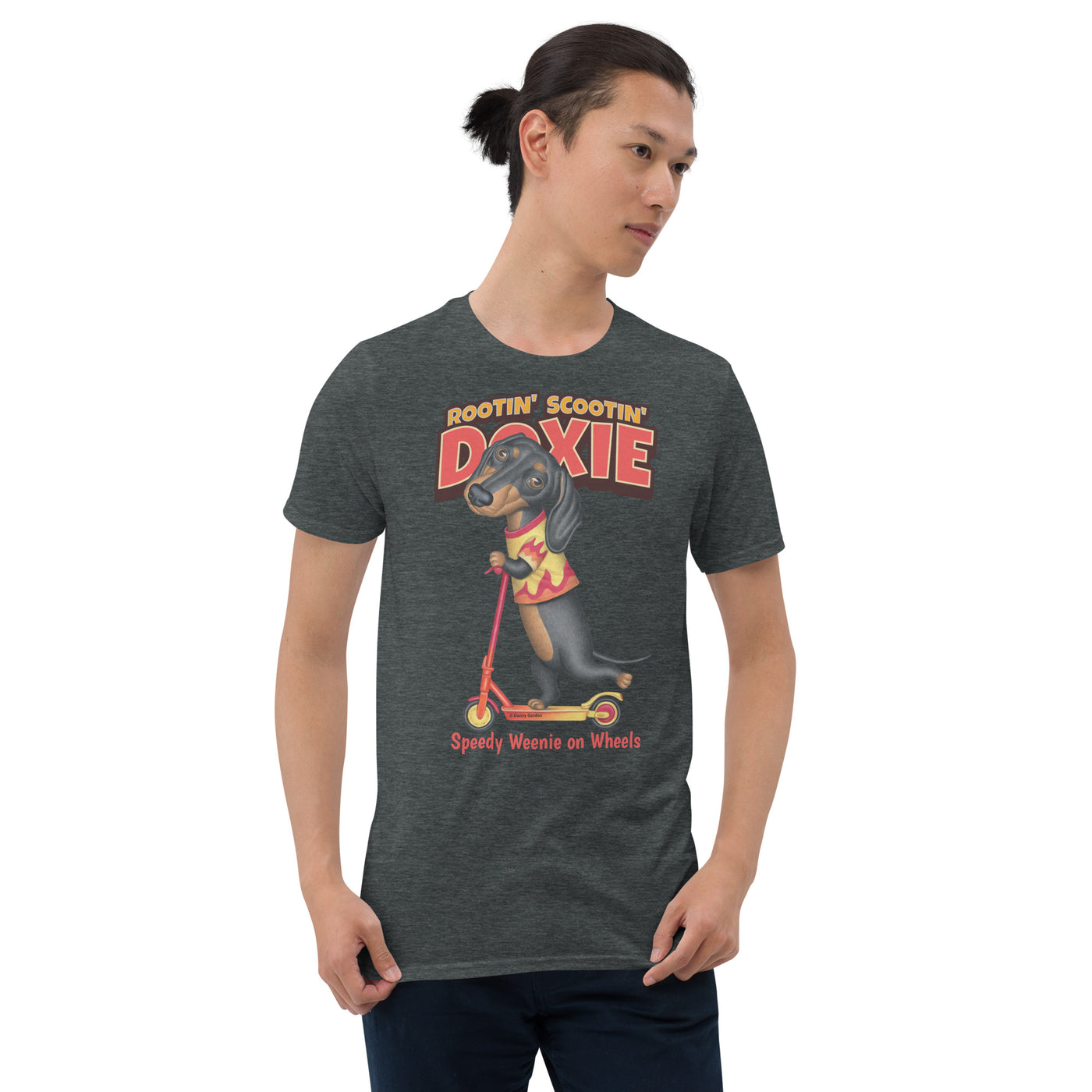 Cute Funny Dachshund on Scooter Unisex T-Shirt