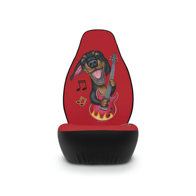 Cute Doxie Dog playing guitar with music note on Dachshund Car Seat Covers
