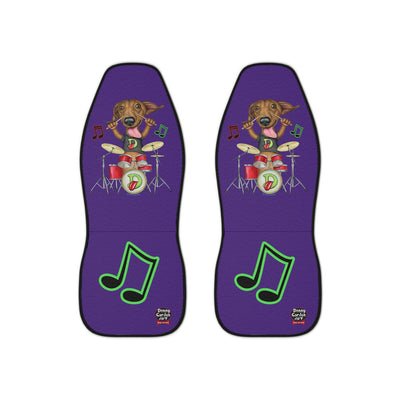 Cute Doxie Dog with drums on Dachshund Rocker Car Seat Covers