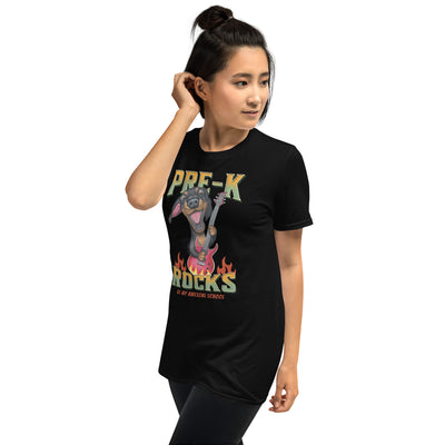 Cute Pre K teacher tee with doxie dog on Pre-K Rocks Unisex T-Shirt
