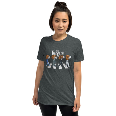 Cute Funny Beagles walking across famous street on The Beagles Unisex T-Shirt