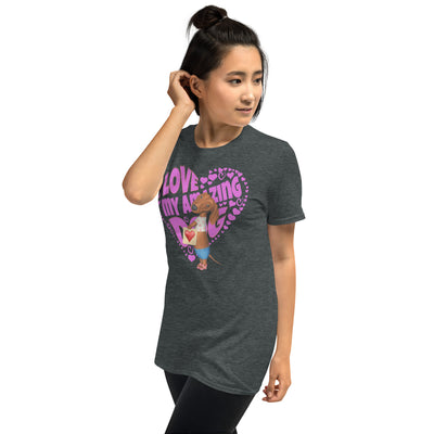 I heart Dachshund Dog on a Doxie Love Unisex T-Shirt tee