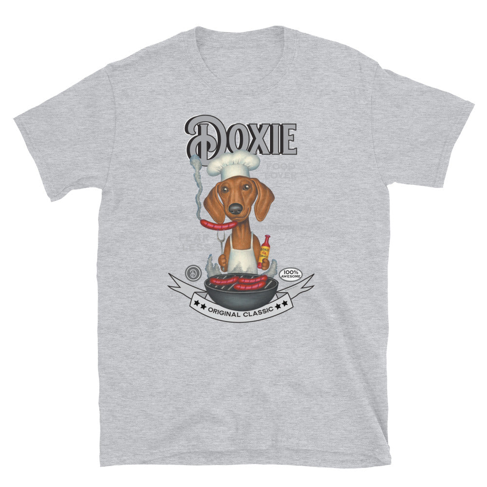 Classic Doxie Dog Dachshund grilling hot dogs Unisex T-Shirt