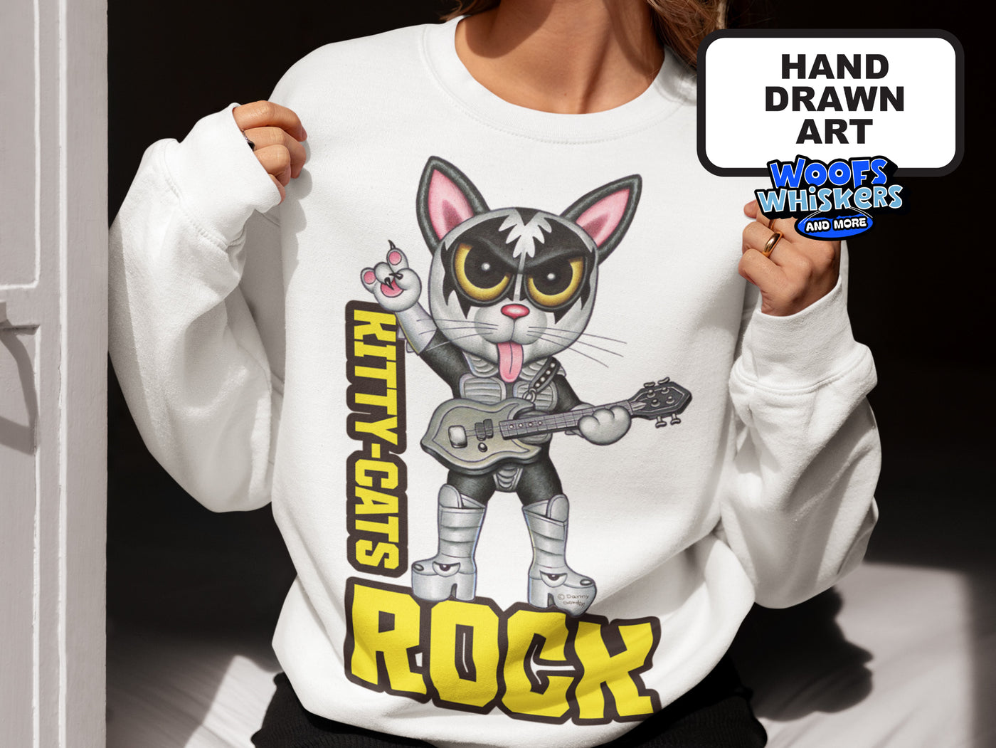 Kitty-Cats Rock Hand Drawn Art Sweatshirt
