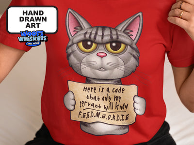 Cat Graphic Tee with Hand Drawn Art