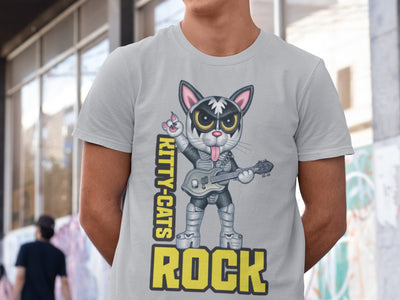 Kitty-Cats Rock Graphic T-Shirt Design for Music Lovers
