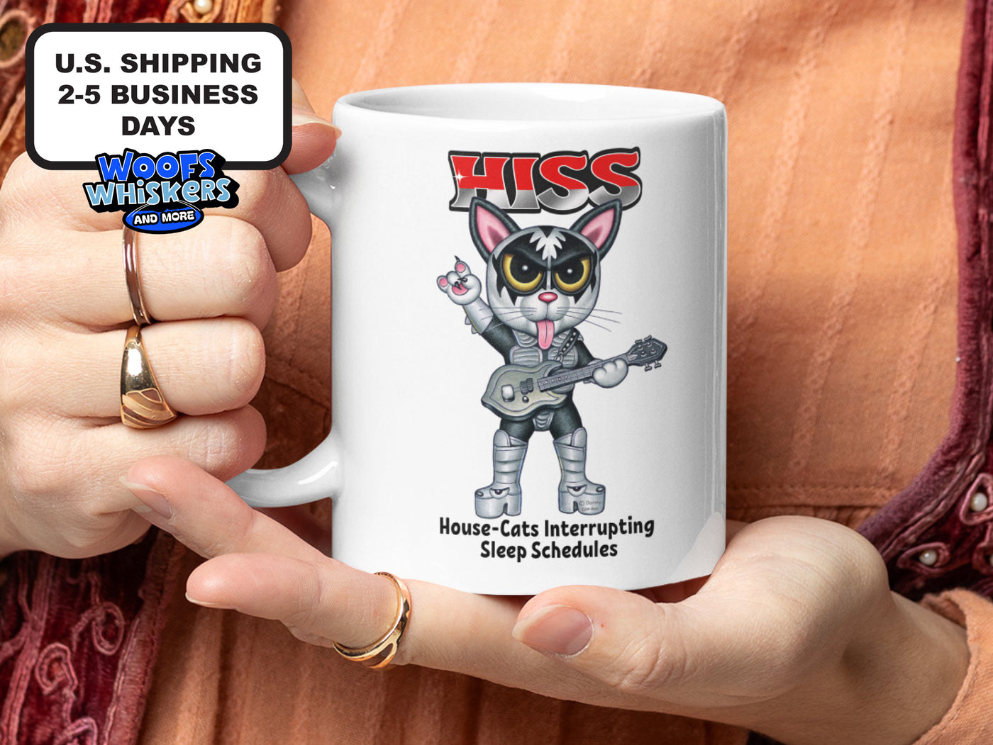 Fun Cat Guitar Design Coffee Mug Perfect for Music Lovers