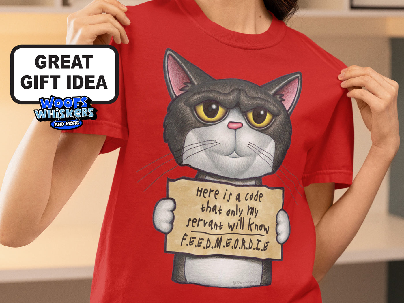 Cat Cartoon with Funny Message Graphic T-Shirt