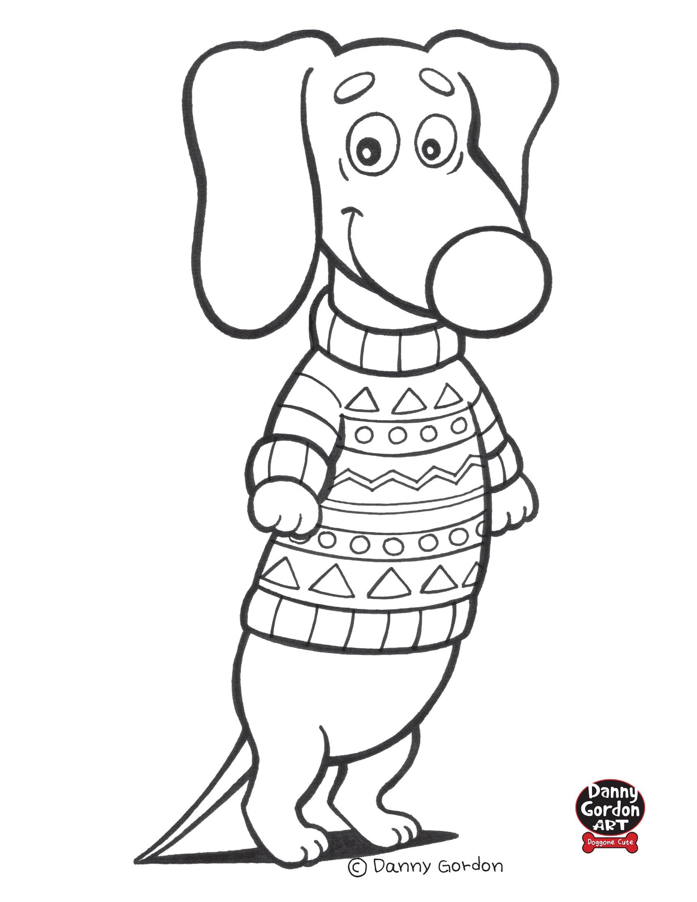 Cute Funny Doxie Dachshund Wiener Dog Wearing Ugly Christmas Sweater-Carol