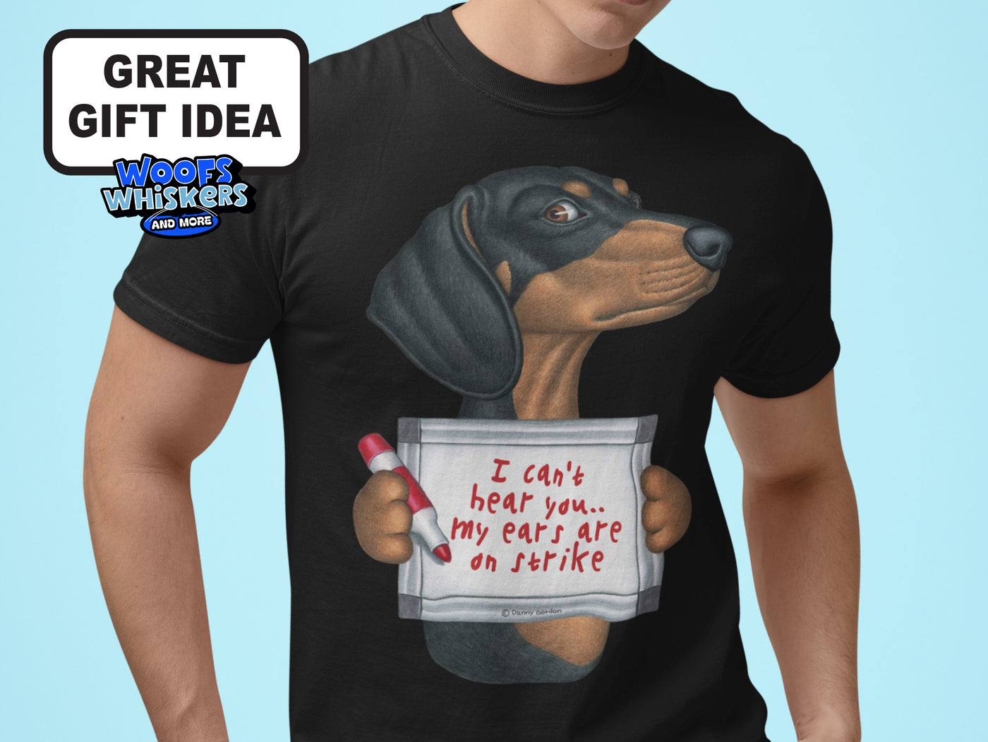 Dachshund T-Shirt, Funny Dog Shirt, Weiner Dog, Ears on Strike Tee, Unique Animal Design, Pet Lover Gift, Humorous T-Shirt