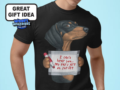Dachshund T-Shirt, Funny Dog Shirt, Weiner Dog, Ears on Strike Tee, Unique Animal Design, Pet Lover Gift, Humorous T-Shirt