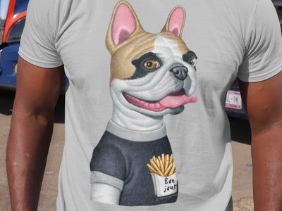 Bonjour French Bulldog Illustration T-shirt