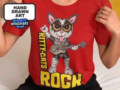 Kitty Cats Rock Hand Drawn Art T-shirt
