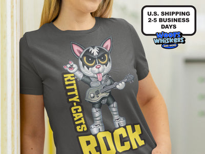 Kitty-Cats Rock Design Casual Tee for Music Fans