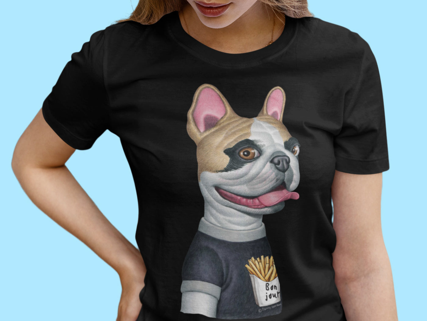 French Bulldog Bon Jour Funny Graphic T-Shirt for Dog Lovers