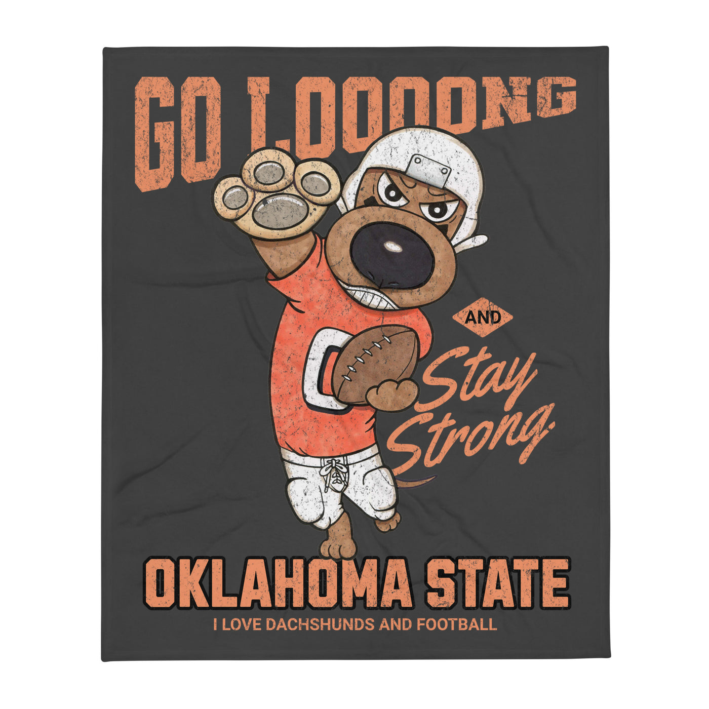Cute Oklahoma State Funny Doxie Football Throw Blanket