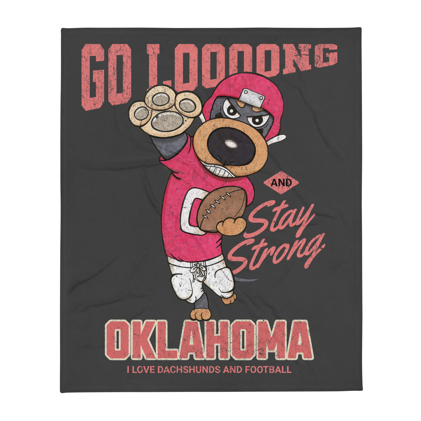 Cute Oklahoma Funny Doxie Dog Football Throw Blanket