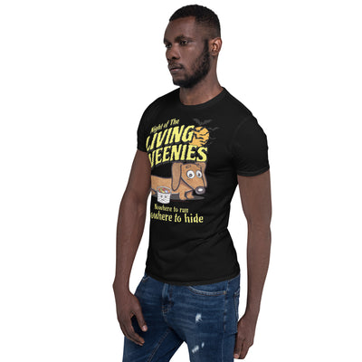 Funny Doxie with night of the living weenie on Halloween Unisex Tee