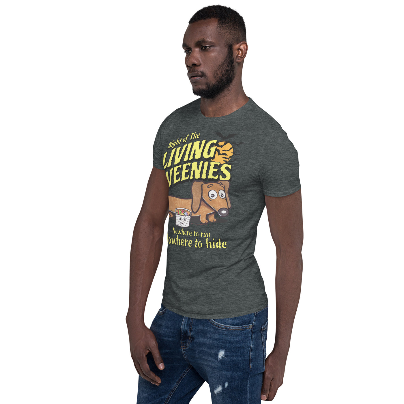 Funny Doxie with night of the living weenie on Halloween Unisex Tee