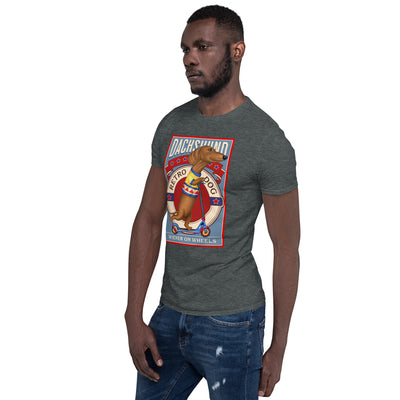 Dachshund Retro Dog on Wheels Unisex T-Shirt