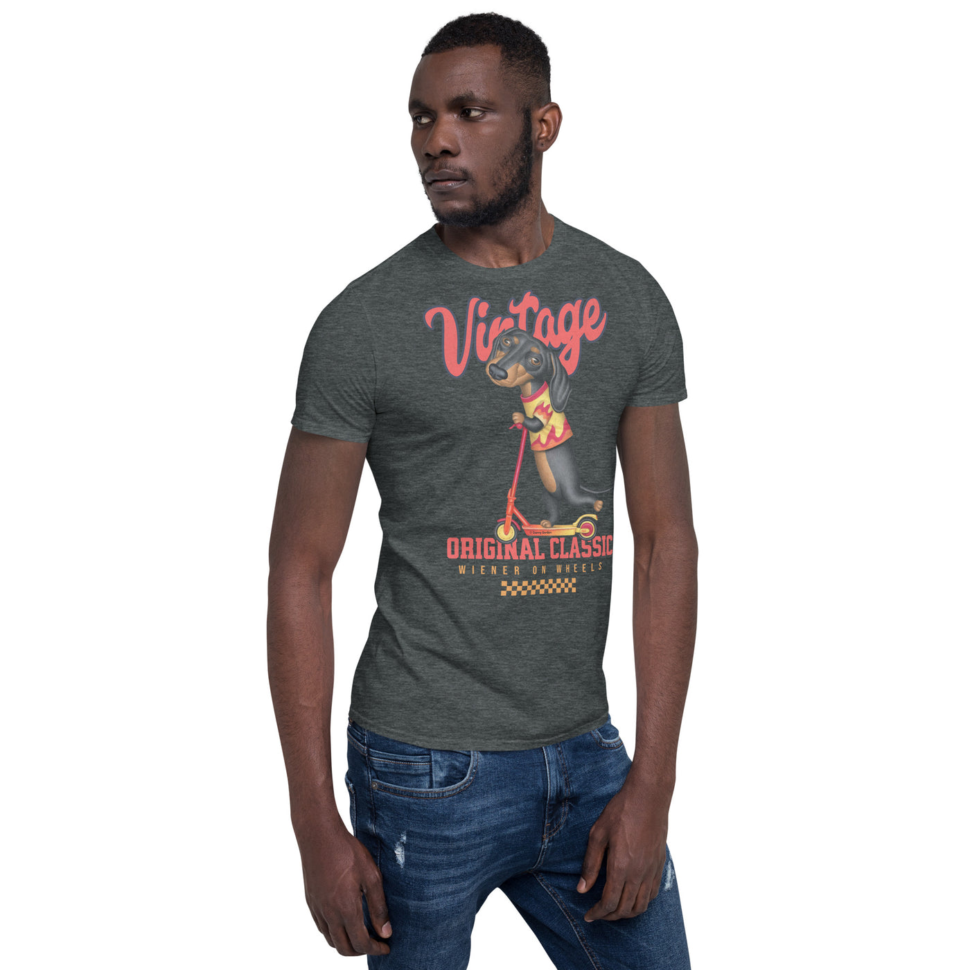 Funny Cute Dachshund Vintage Scooter Unisex T-Shirt