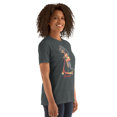 Cute Dachshund Premium Quality Scooter Unisex T-Shirt