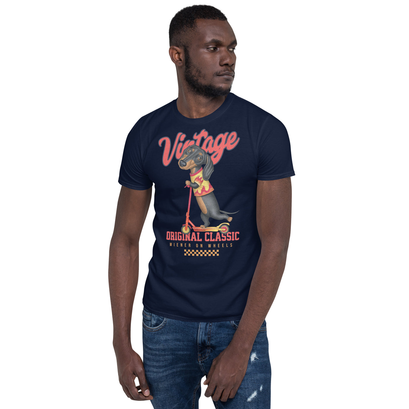 Funny Cute Dachshund Vintage Scooter Unisex T-Shirt