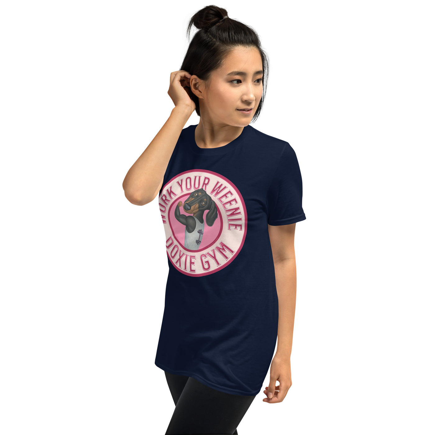 Funny Cute Dachshund Gym Pink Unisex T-Shirt