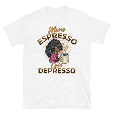 Cute Doxie Dog on a Funny morning Java coffee expression Dachshund Expresso Unisex T-Shirt
