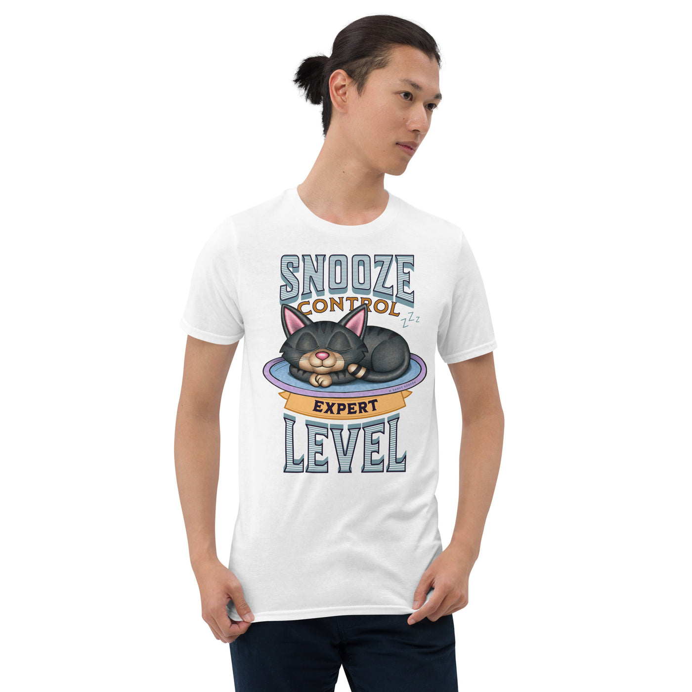 Cute Cat Snooze Control Expert Level Unisex T-Shirt