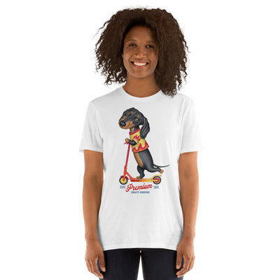 Cute Dachshund Premium Quality Scooter Unisex T-Shirt