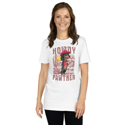 Cute Dachshund Howdy Pawtner Unisex T-Shirt