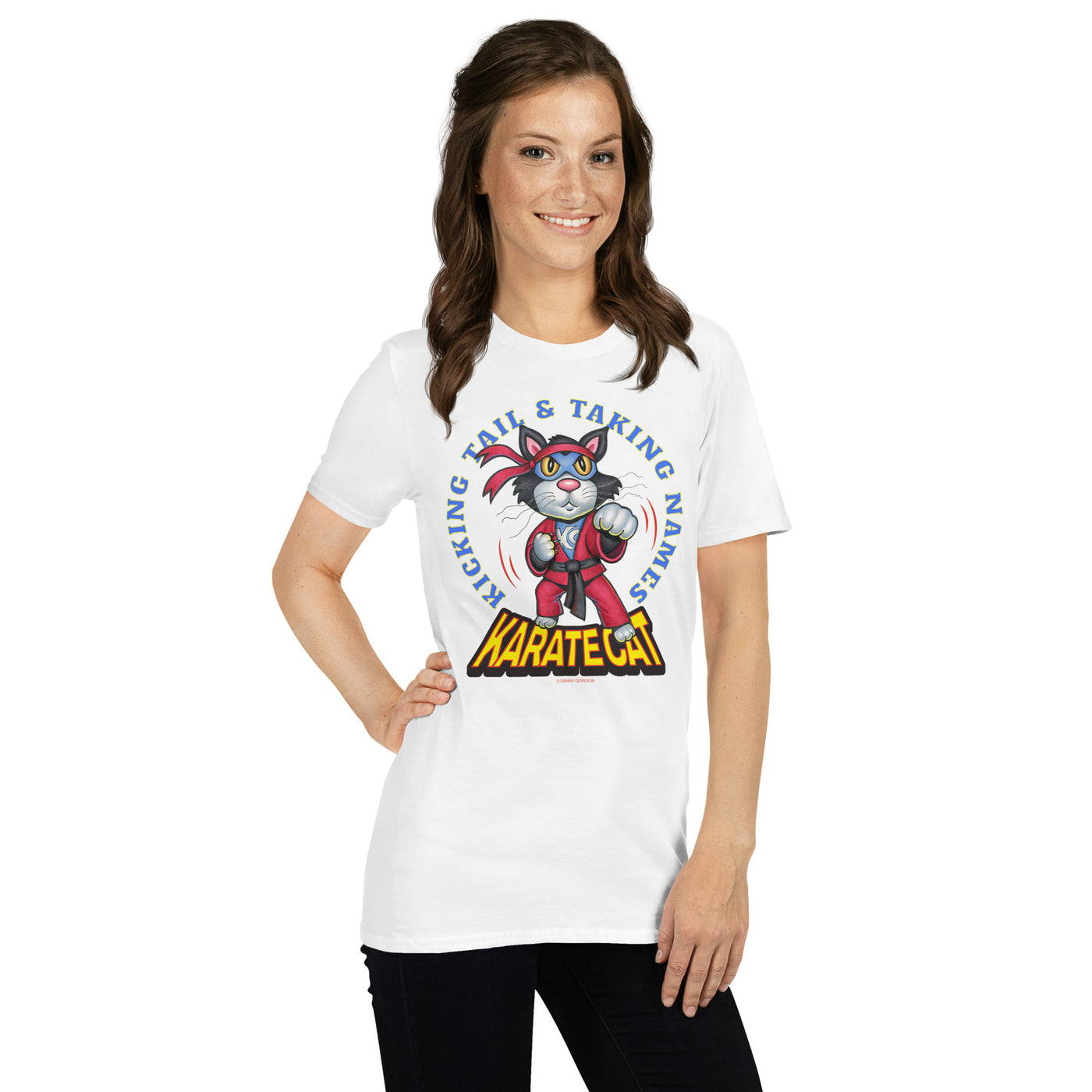Karate Cat Kicking Tail Taking Names Unisex T-Shirt