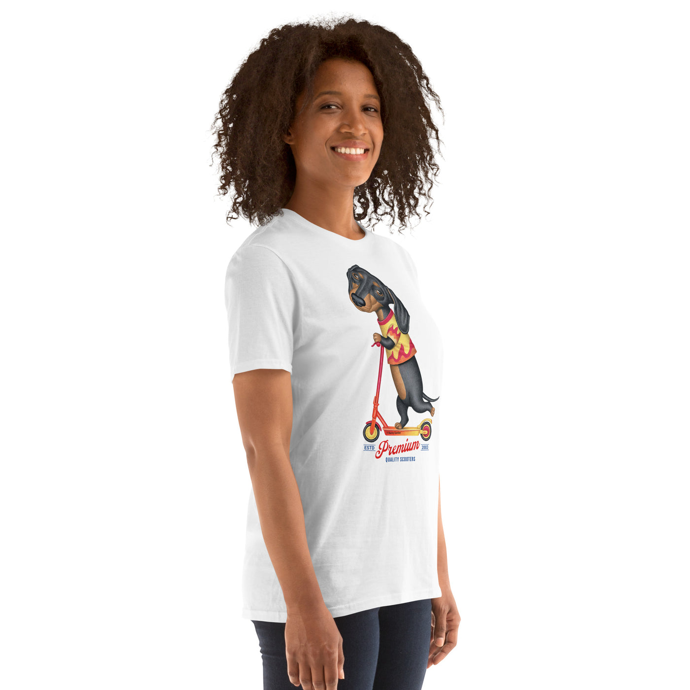 Cute Dachshund Premium Quality Scooter Unisex T-Shirt