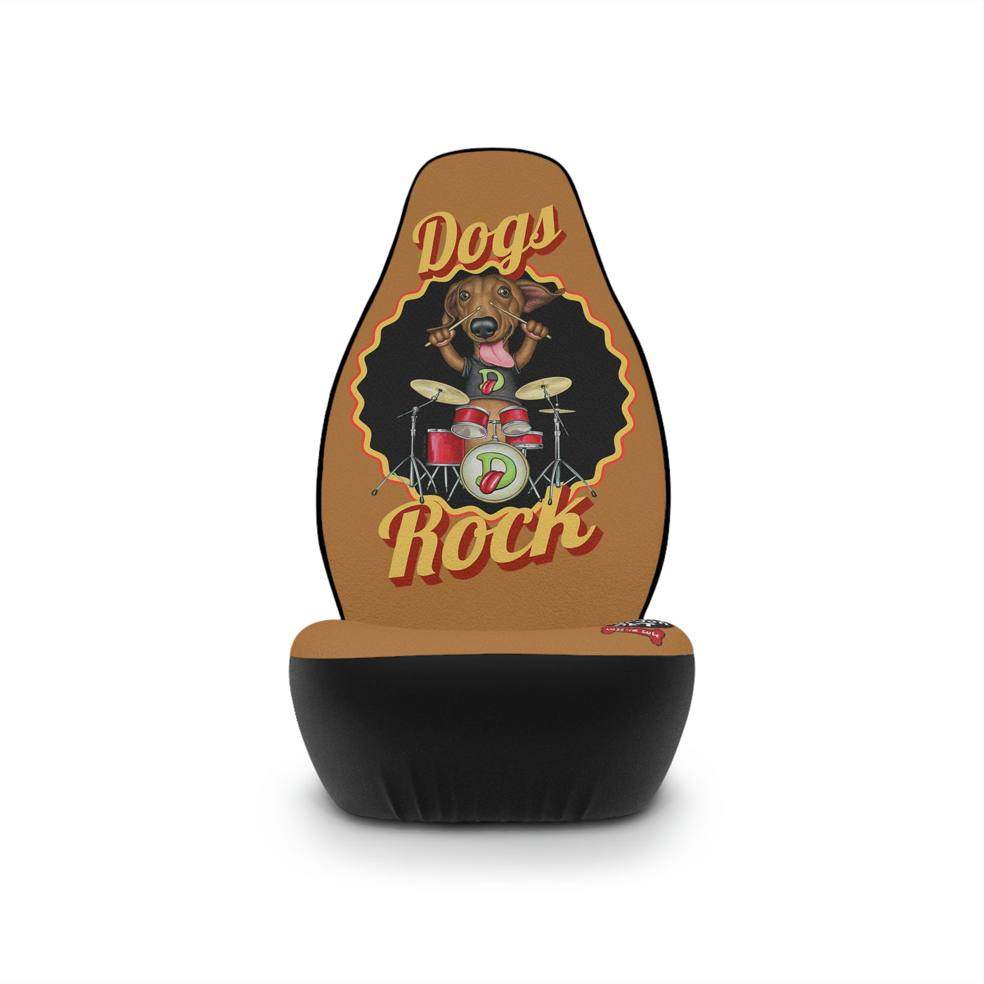 Cute  Dachshund Dog playing the drums on Doxie Rock Car Seat Covers