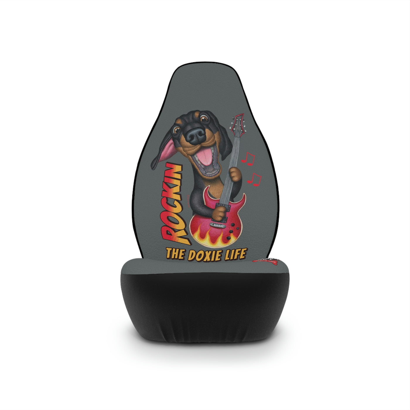 Cute Doxie Dog playing guitar on Dachshund Car Seat Covers