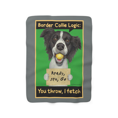 Border Collie Logic Sherpa Fleece Blanket
