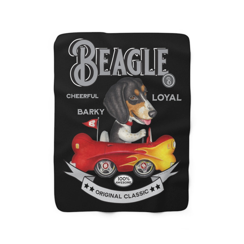 Vintage Beagle Sherpa Fleece Blanket