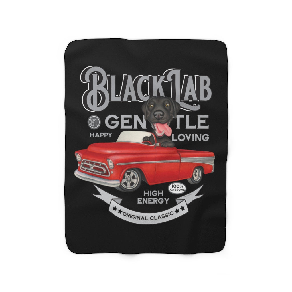 Vintage Black Lab Fleece Blanket