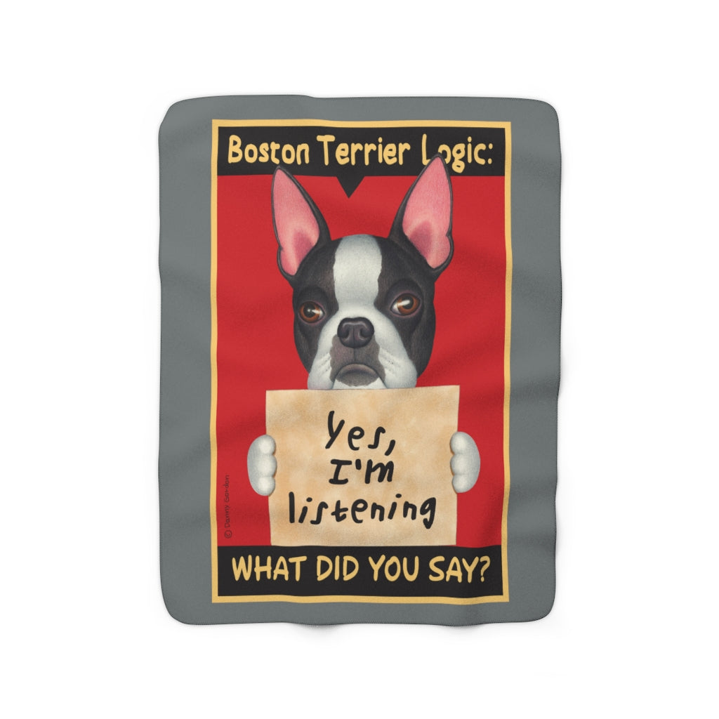 Boston Terrier Sherpa Fleece Blanket