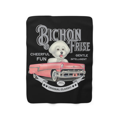 Vintage Bichon Frise Fleece Blanket