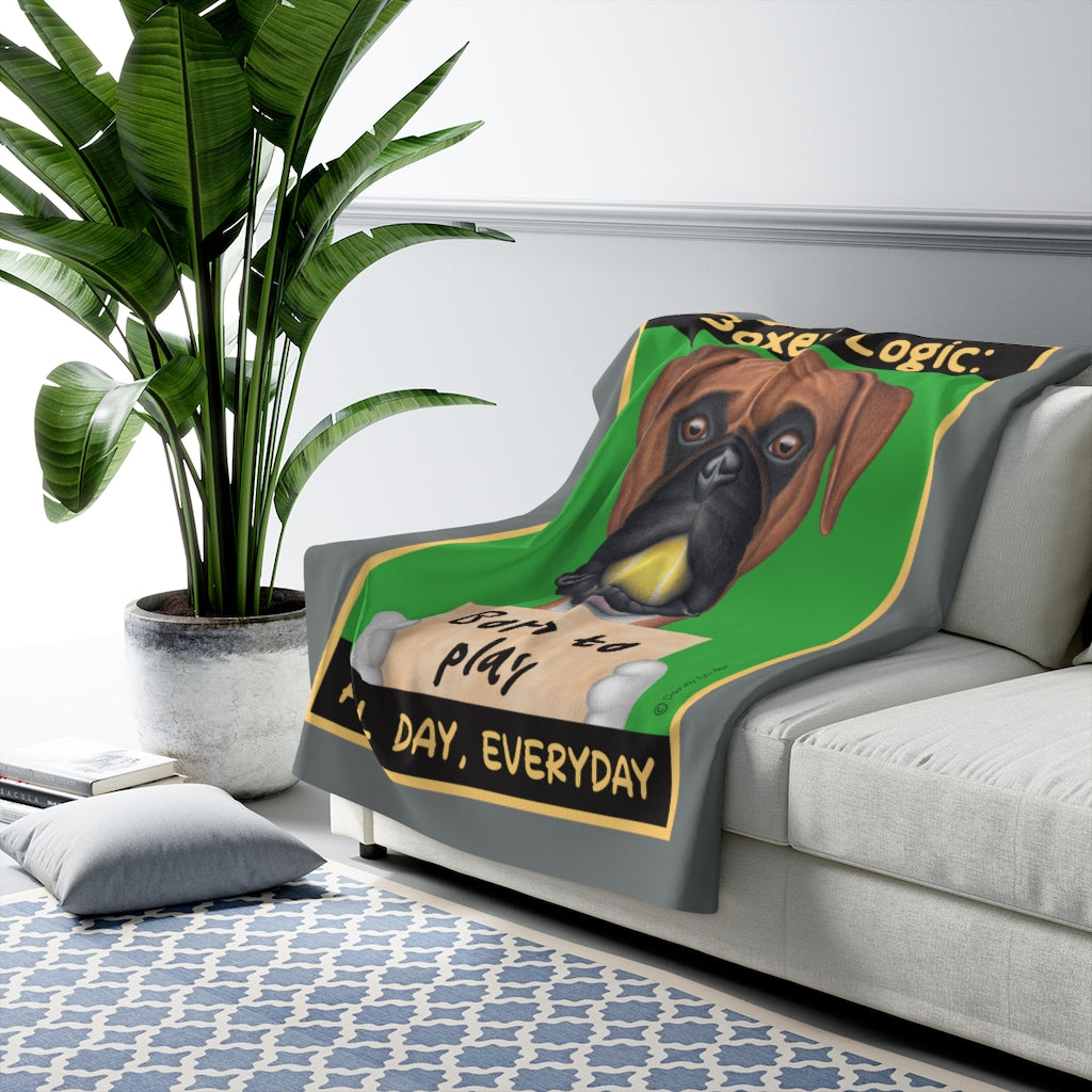 Funny and Cute Boxer Dog Sherpa Fleece Blanket