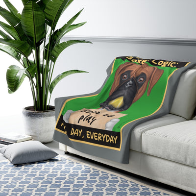 Funny and Cute Boxer Dog Sherpa Fleece Blanket
