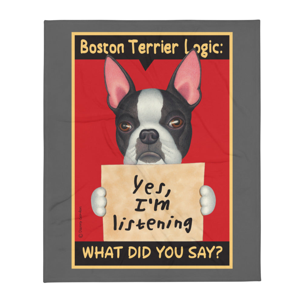 Boston Terrier Logic Throw Blanket