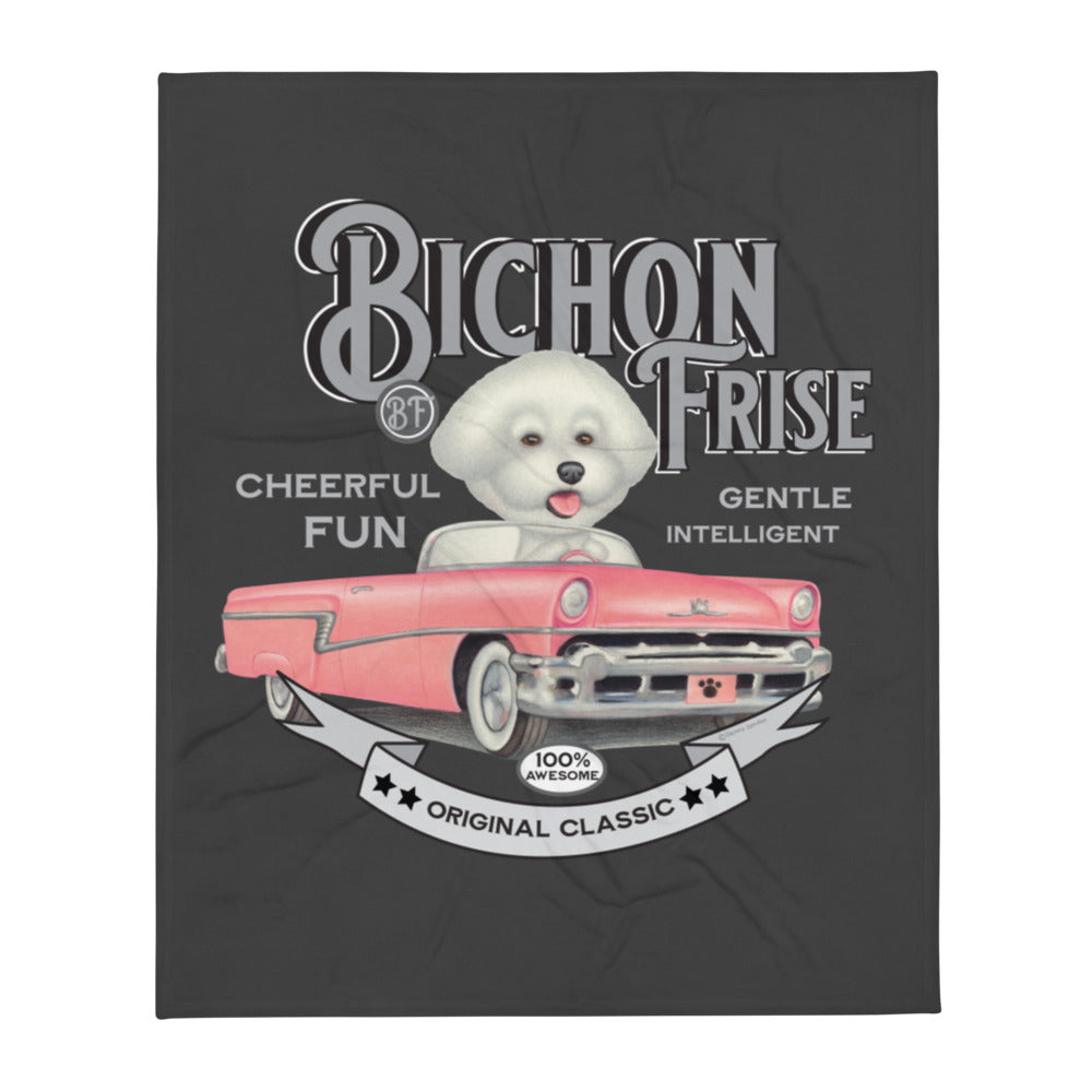 Vintage Bichon Frise Throw Blanket