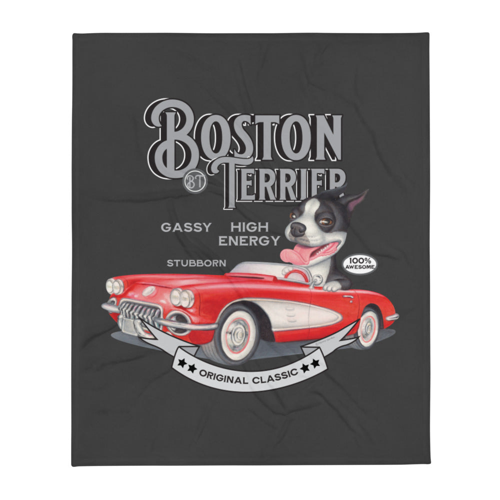 Vintage Boston Terrier Throw Blanket