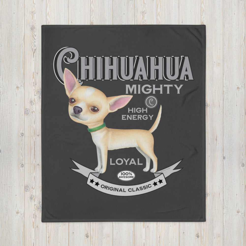 Cute and funny chihuahua with attitude on Vintage Chihuahua Throw Blanket