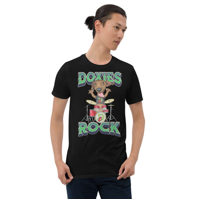 Cute and Best Dachshund drummer of rock music in town on a Doxies Rock Unisex T-Shirt