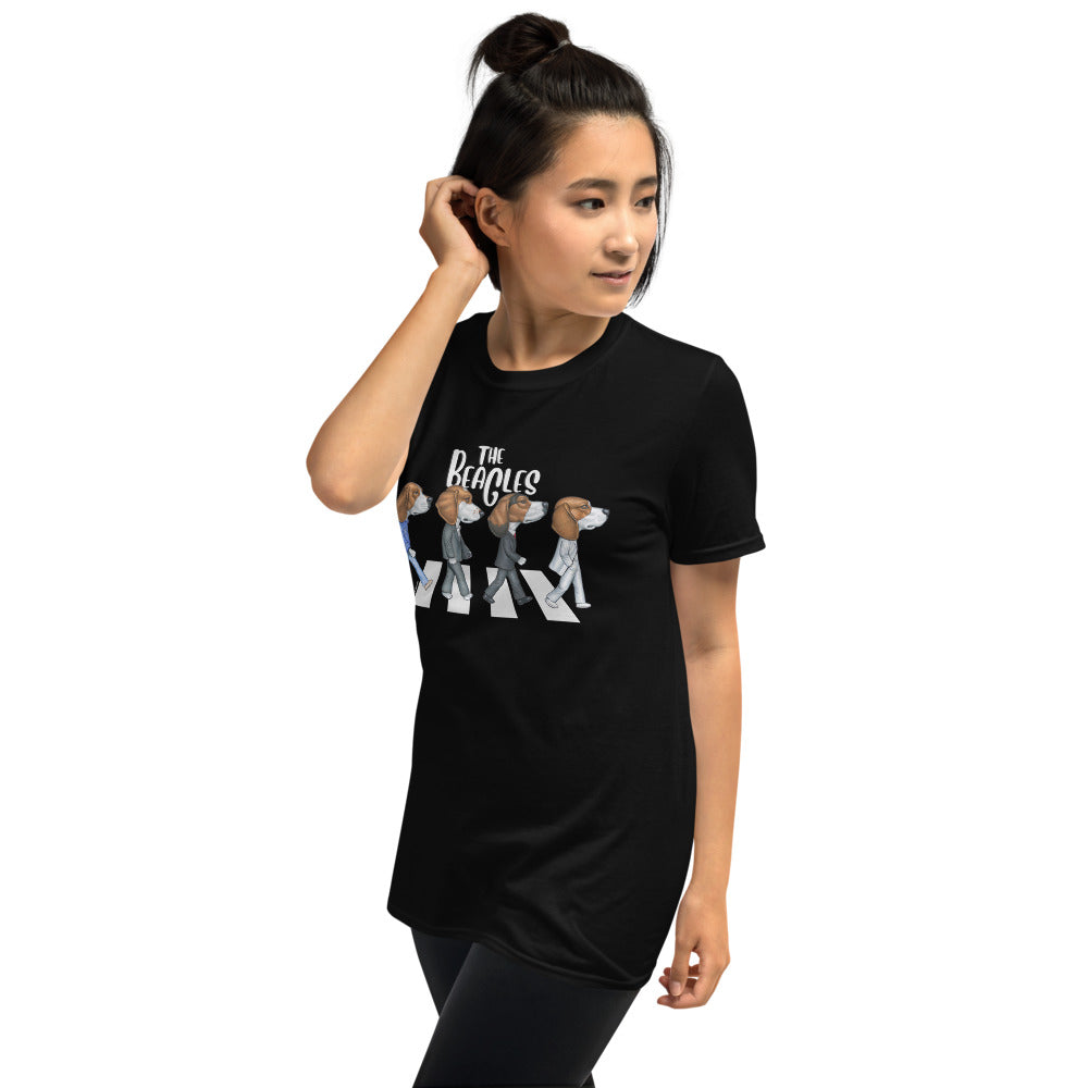 Cute and Funny Beagles walking across a famous classic street on a The Beagles Unisex T-Shirt